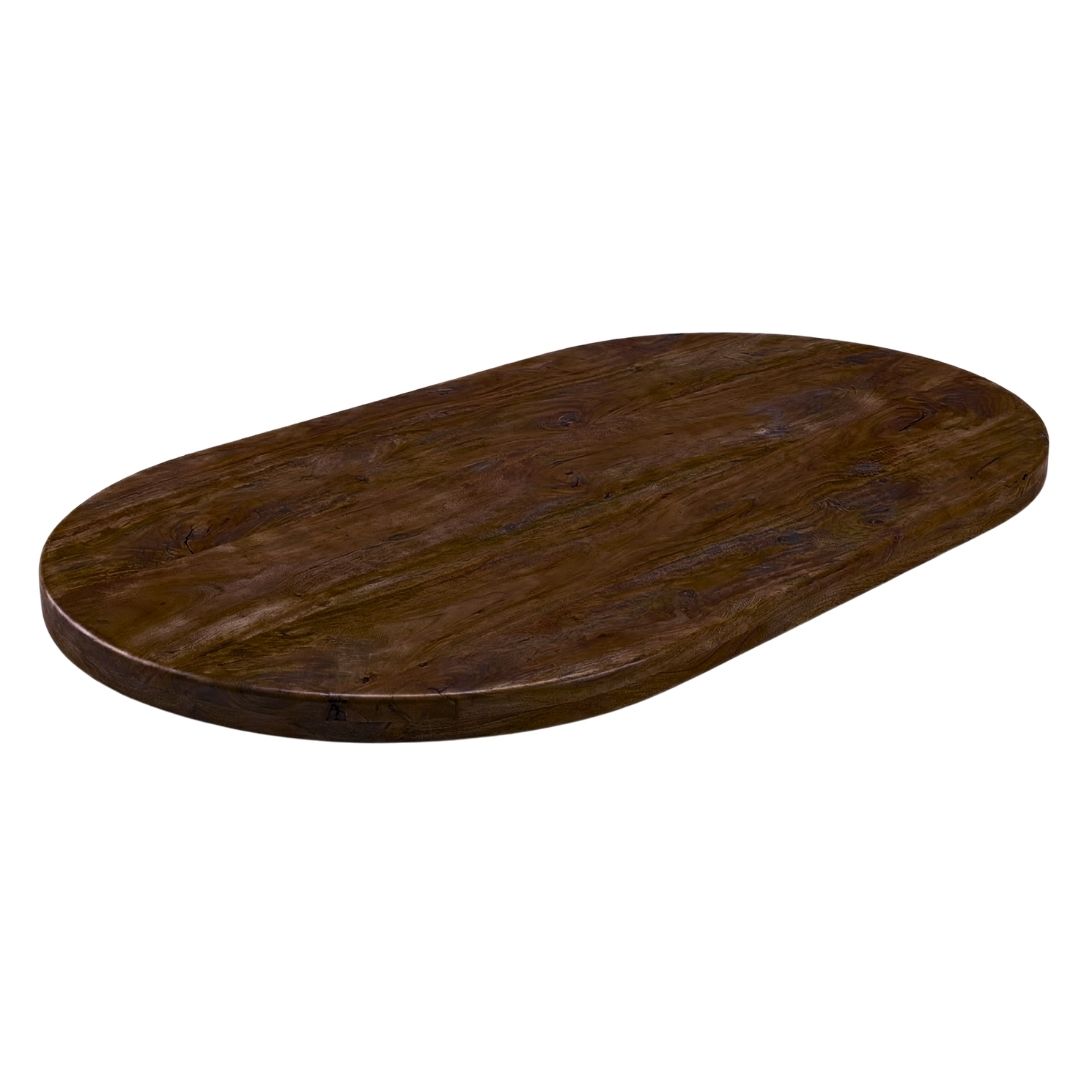 Het Steigerhouthuis LABEL51 Eetkamertafel Tafelblad Halve Cirkel - Espresso - Mangohout - 240 cm - Halve Cirkel