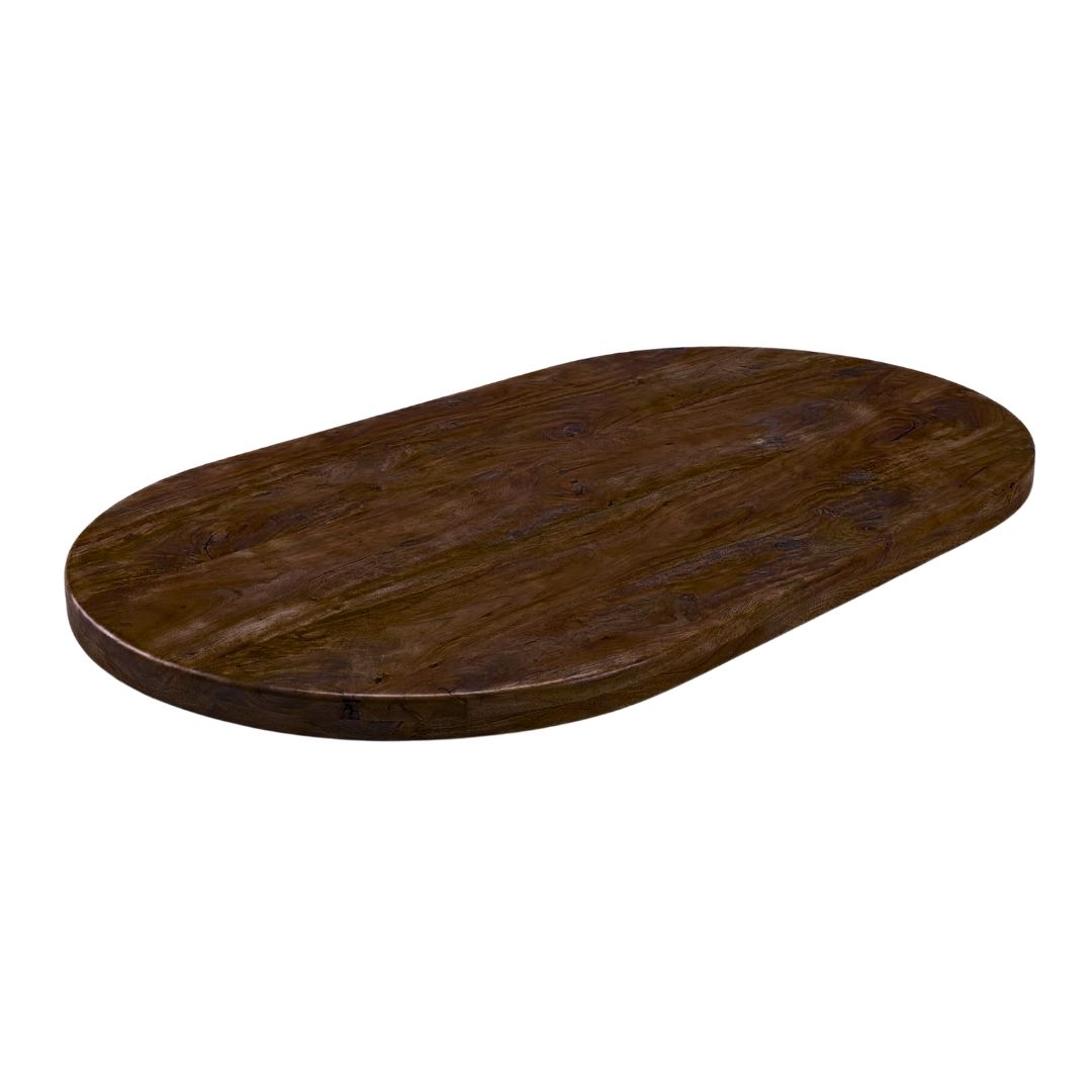 Het Steigerhouthuis LABEL51 Eetkamertafel Tafelblad Halve Cirkel - Espresso - Mangohout - 220 cm - Halve Cirkel