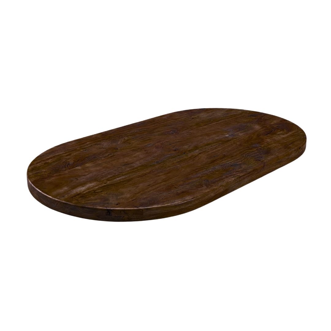 Het Steigerhouthuis LABEL51 Eetkamertafel Tafelblad Halve Cirkel - Espresso - Mangohout - 200 cm - Halve Cirkel