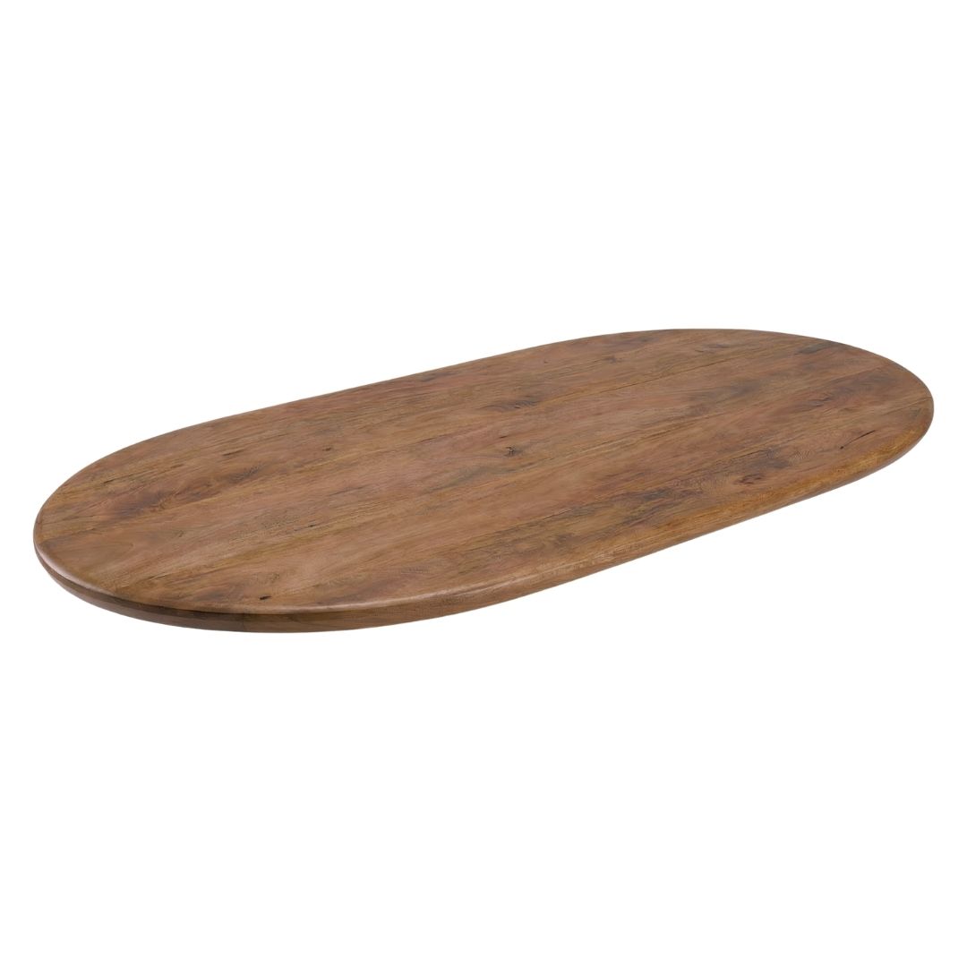 Het Steigerhouthuis LABEL51 Eetkamertafel Tafelblad Halve Cirkel - Nature Smooth - Mangohout - 240 cm - Halve Cirkel