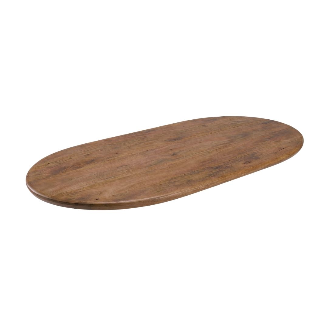 Het Steigerhouthuis LABEL51 Eetkamertafel Tafelblad Halve Cirkel - Nature Smooth - Mangohout - 200 cm - Halve Cirkel