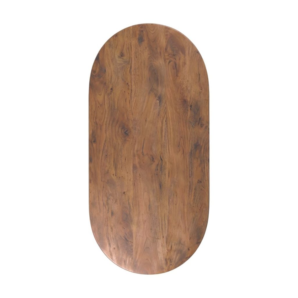 LABEL51 Eetkamertafel Tafelblad Halve Cirkel - Nature Smooth - Mangohout - 200 cm - Halve Cirkel - Afbeelding 2