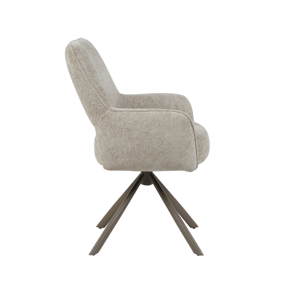 LABEL51 Eetkamerstoel Bergerac - Naturel - Chenille - Brons Metalen Frame - Afbeelding 4