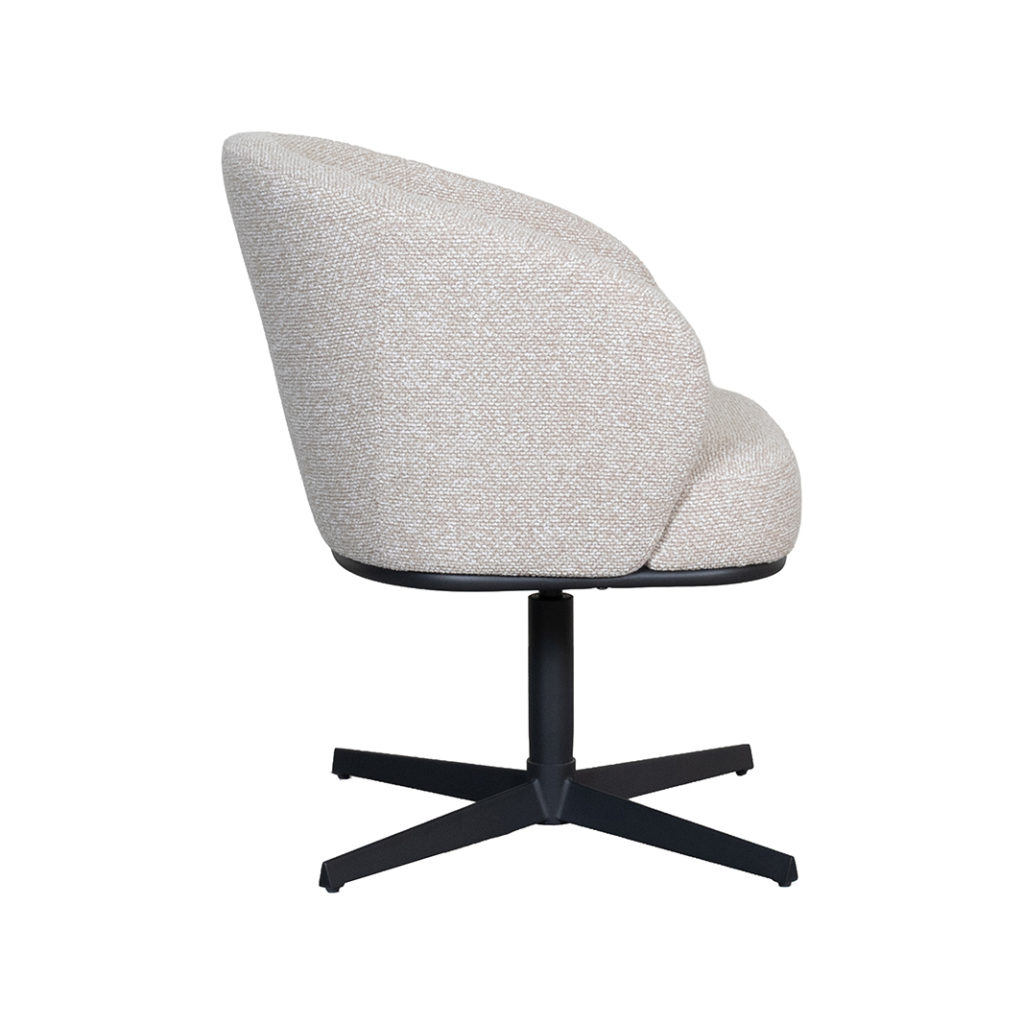 LABEL51 Eetkamerstoel Cannes - Naturel - Boucle - Zwart Metalen Frame - Afbeelding 4