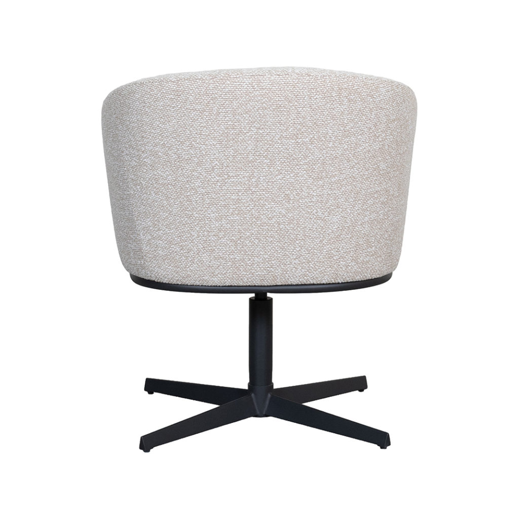 LABEL51 Eetkamerstoel Cannes - Naturel - Boucle - Zwart Metalen Frame - Afbeelding 5