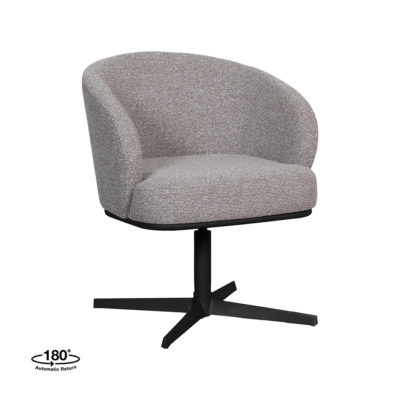 LABEL51 Eetkamerstoel Cannes - Mushroom - Boucle - Zwart Metalen Frame