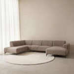 LABEL51 Bank Merido - Taupe Raven | Zwart Metaal - Velvet - U-Bank Links