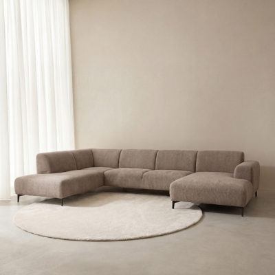 LABEL51 Bank Merido - Taupe Raven | Zwart Metaal - Velvet - U-Bank Links