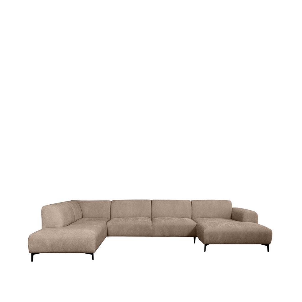 LABEL51 Bank Merido - Taupe Raven | Zwart Metaal - Velvet - U-Bank Links - Afbeelding 2
