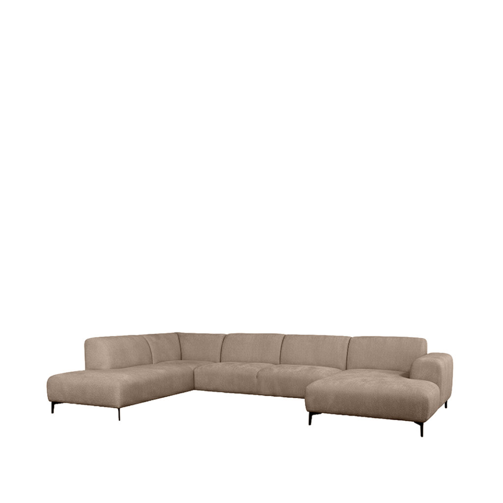 LABEL51 Bank Merido - Taupe Raven | Zwart Metaal - Velvet - U-Bank Links - Afbeelding 3