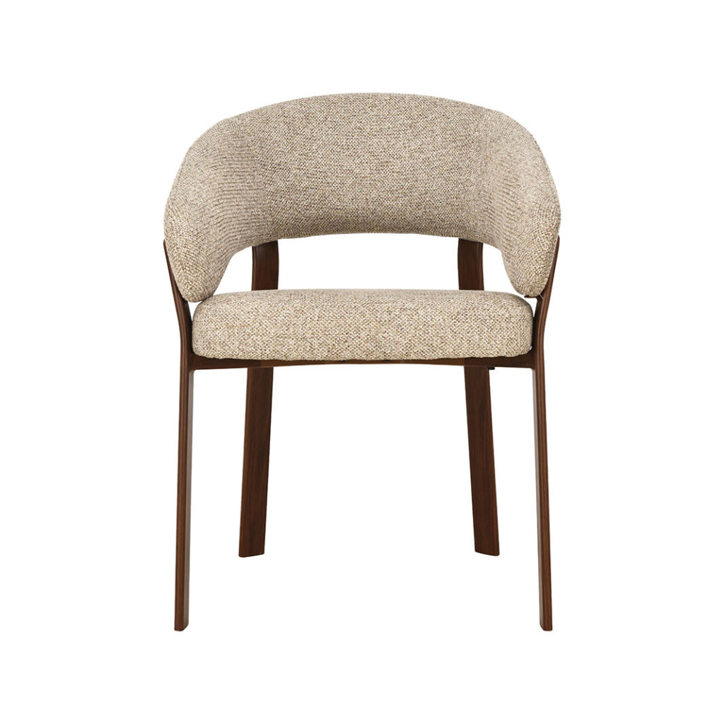 LABEL51 Eetkamerstoel Sato - Beige - Geweven - Walnoot Houten Frame - Afbeelding 2