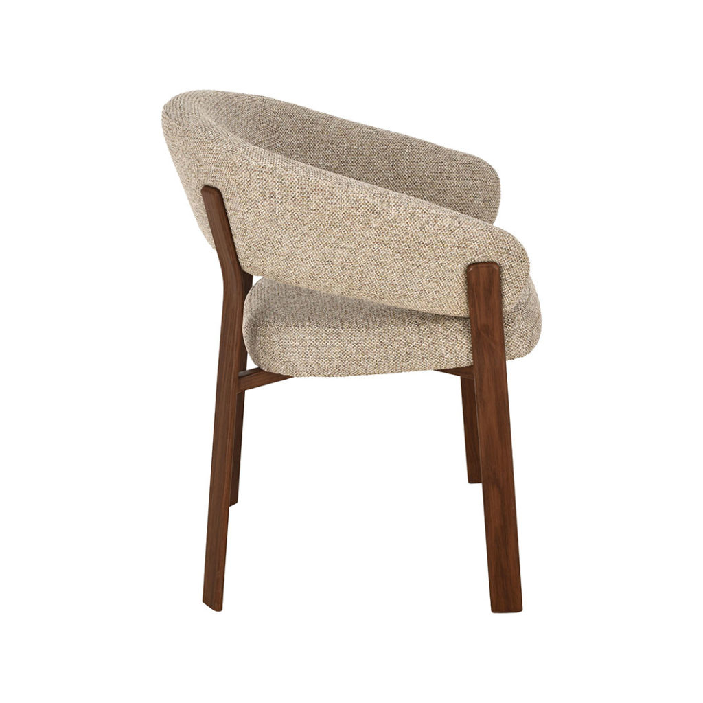 LABEL51 Eetkamerstoel Sato - Beige - Geweven - Walnoot Houten Frame - Afbeelding 3