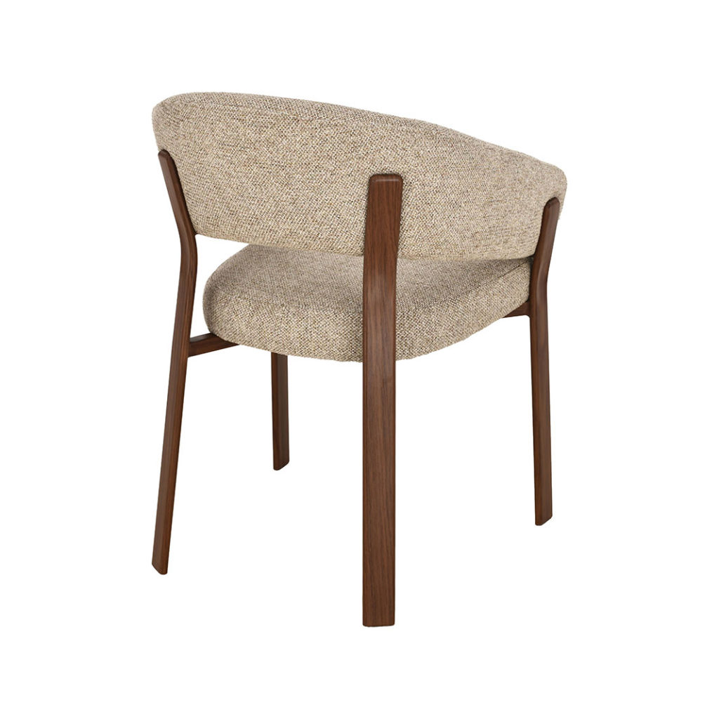 LABEL51 Eetkamerstoel Sato - Beige - Geweven - Walnoot Houten Frame - Afbeelding 4