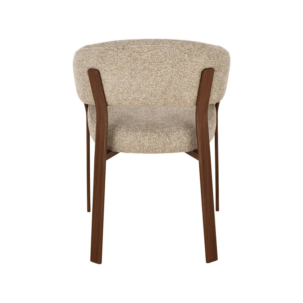 LABEL51 Eetkamerstoel Sato - Beige - Geweven - Walnoot Houten Frame - Afbeelding 5