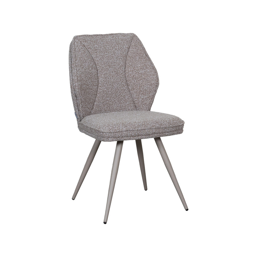 LABEL51 Eetkamerstoel Silvain - Mushroom - Boucle - Taupe Metalen Frame - Afbeelding 2