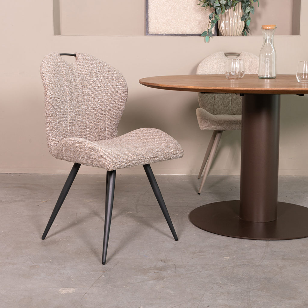 LABEL51 Eetkamerstoel Silly - Mushroom - Boucle - Zwart Metalen Frame