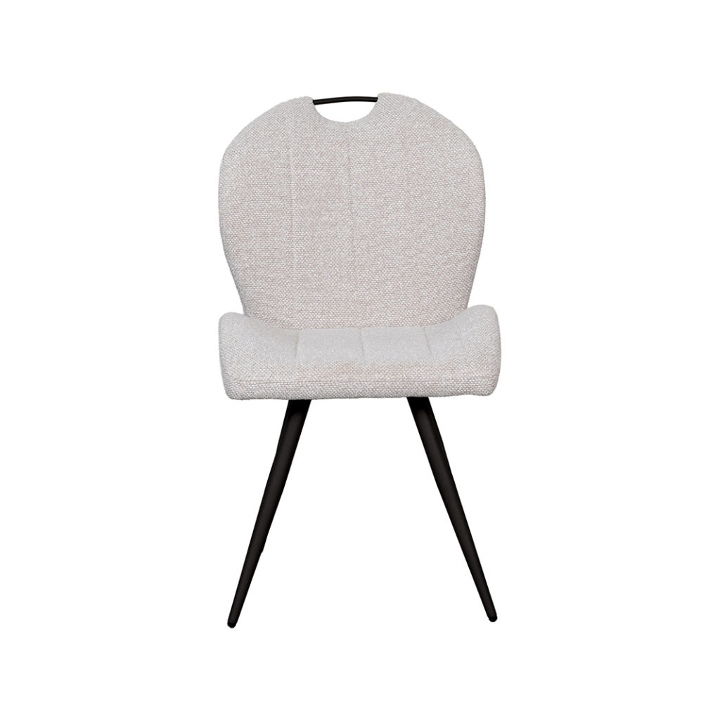 LABEL51 Eetkamerstoel Silly - Naturel - Boucle - Zwart Metalen Frame - Afbeelding 2