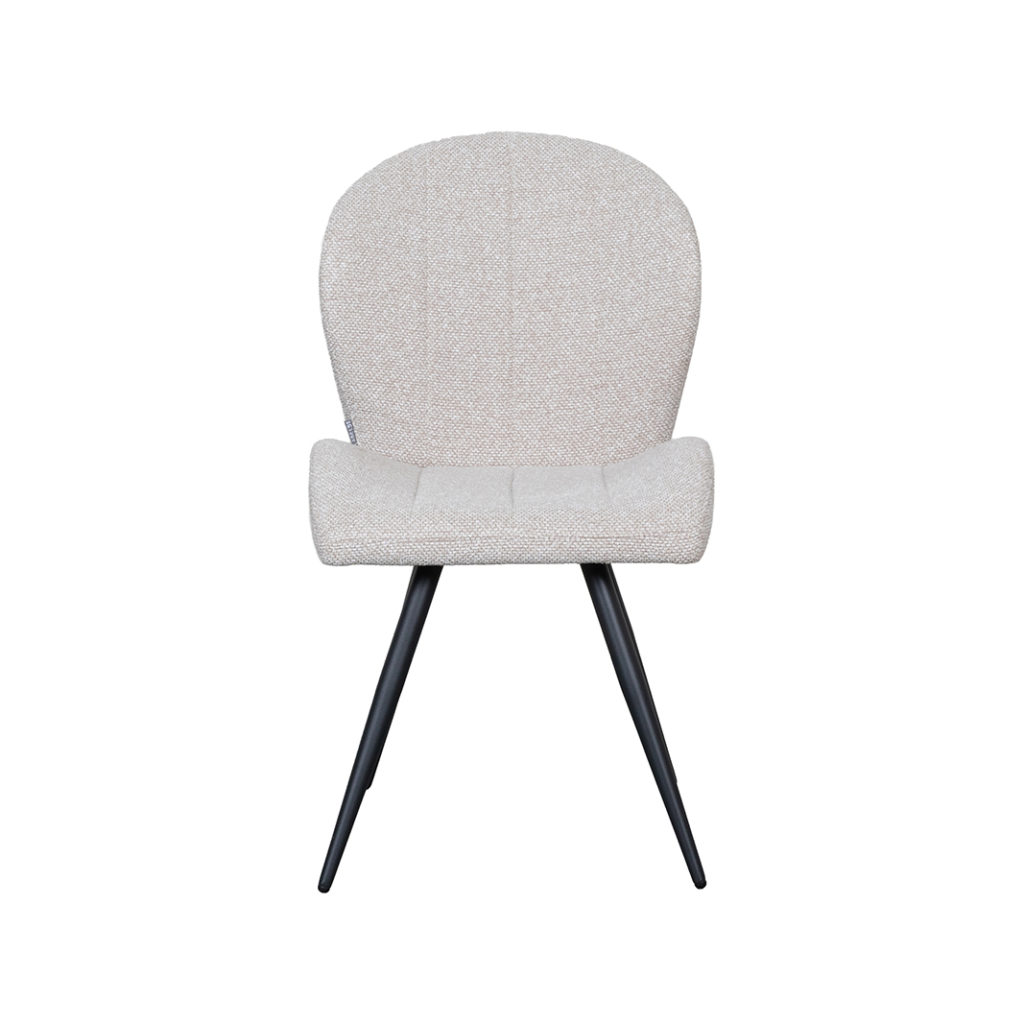 LABEL51 Eetkamerstoel Sil - Naturel - Boucle - Zwart Metalen Frame - Afbeelding 3