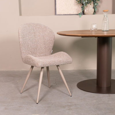 LABEL51 Eetkamerstoel Sil - Mushroom - Boucle - Taupe Metalen Frame