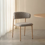 LABEL51 Eetkamerstoel Kaito - Beige - Geweven - Naturel Houten Frame