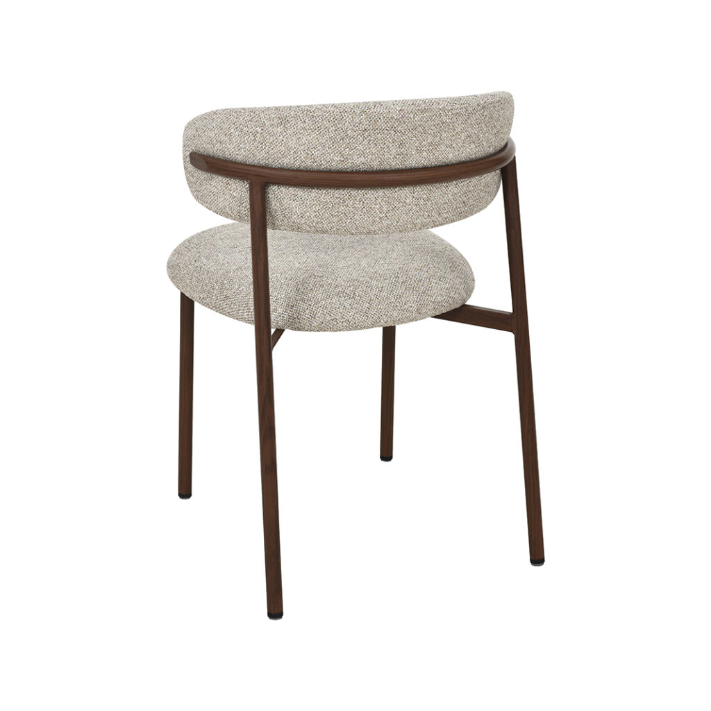 LABEL51 Eetkamerstoel Kaito - Beige - Geweven - Walnoot Houten Frame - Afbeelding 4