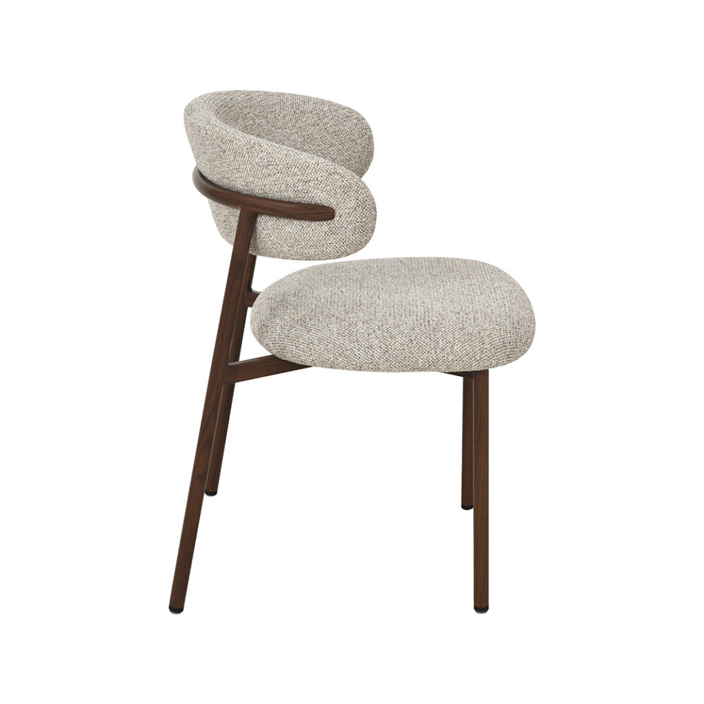 LABEL51 Eetkamerstoel Kaito - Beige - Geweven - Walnoot Houten Frame - Afbeelding 5