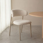 LABEL51 Eetkamerstoel Kaito - Naturel - Geweven - Beige Metalen Frame