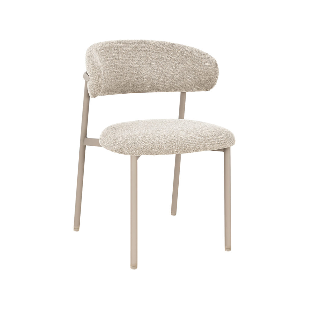 LABEL51 Eetkamerstoel Kaito - Beige - Geweven - Beige Metalen Frame - Afbeelding 2