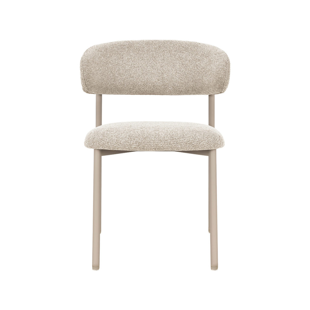 LABEL51 Eetkamerstoel Kaito - Beige - Geweven - Beige Metalen Frame - Afbeelding 3