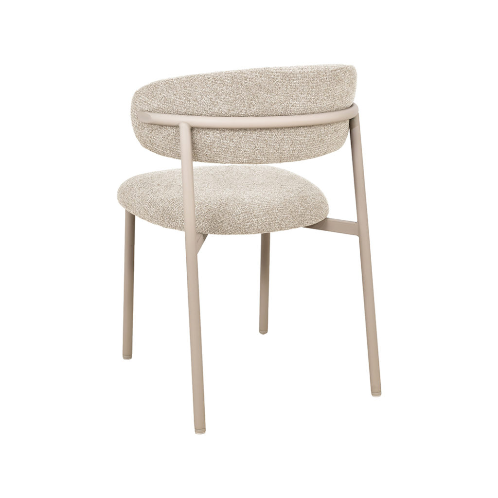 LABEL51 Eetkamerstoel Kaito - Beige - Geweven - Beige Metalen Frame - Afbeelding 4