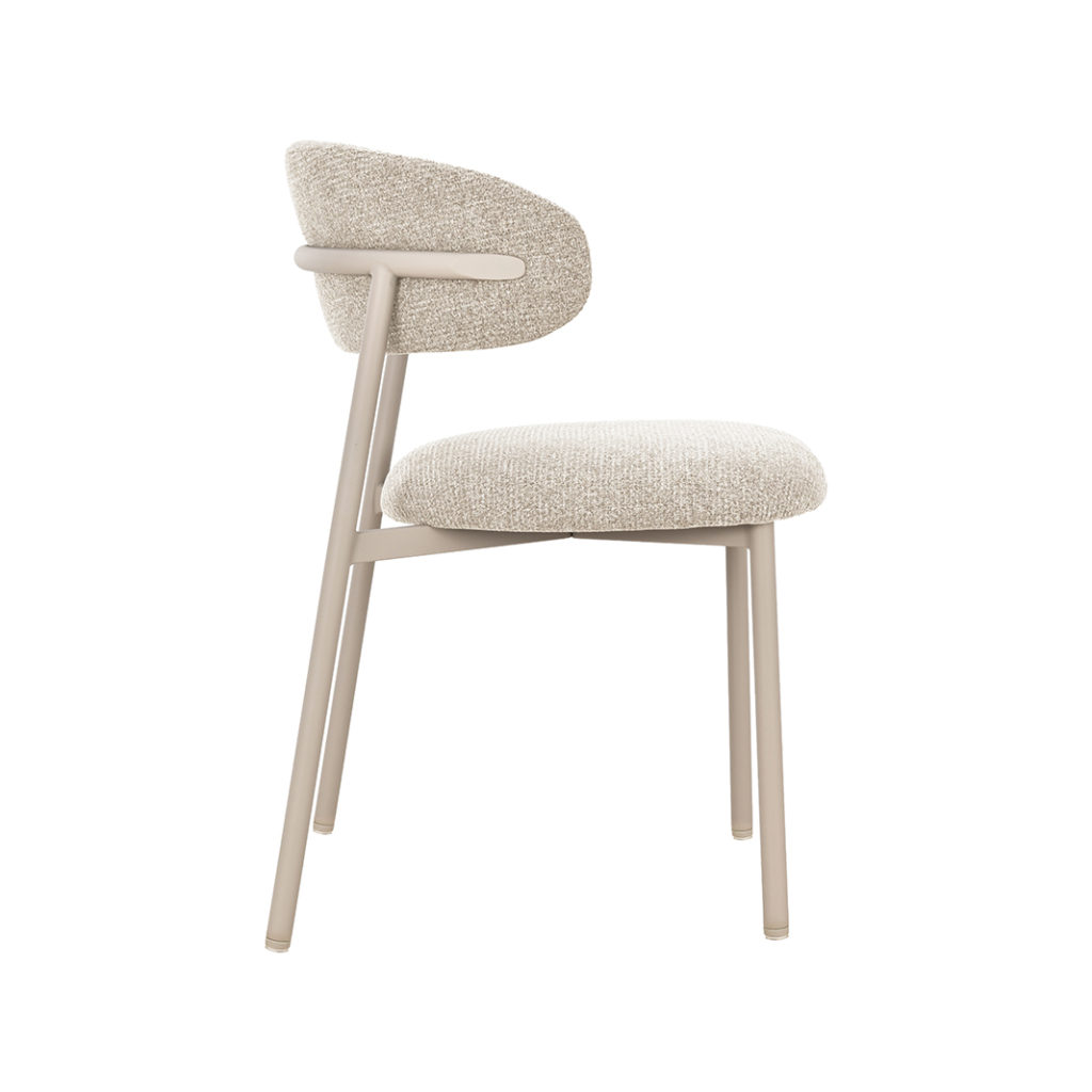 LABEL51 Eetkamerstoel Kaito - Beige - Geweven - Beige Metalen Frame - Afbeelding 5
