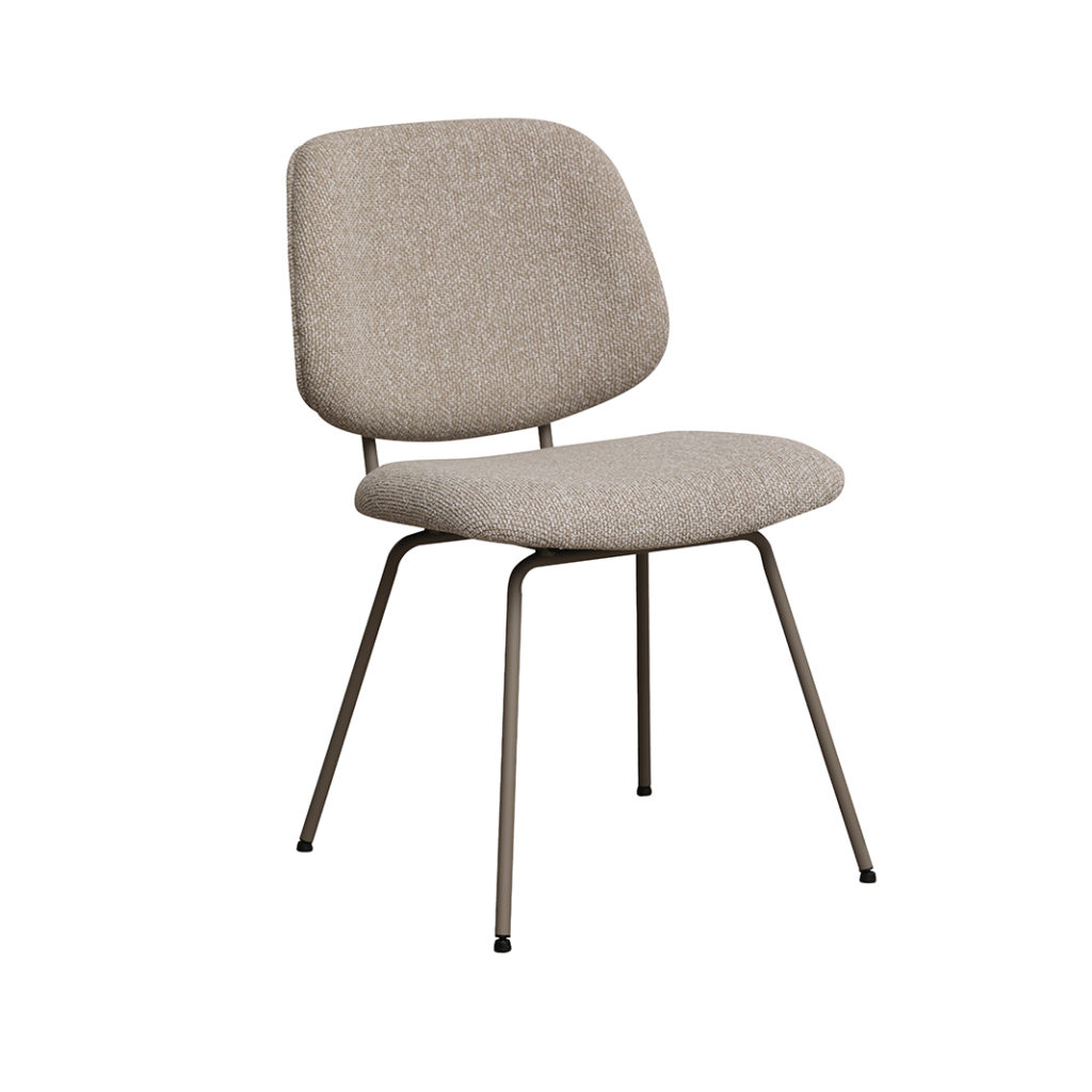 LABEL51 Eetkamerstoel Ravenna - Naturel - Boucle - Taupe Metalen Frame