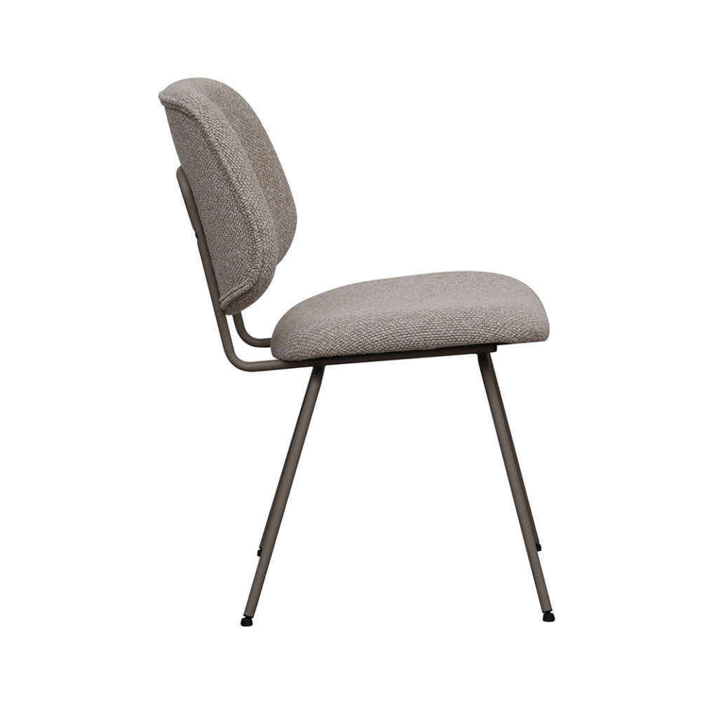 LABEL51 Eetkamerstoel Ravenna - Naturel - Boucle - Taupe Metalen Frame - Afbeelding 3