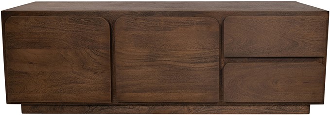 TV-dressoir 150 met 2 deuren en 2 lades, mango donkerbruin - Afbeelding 2