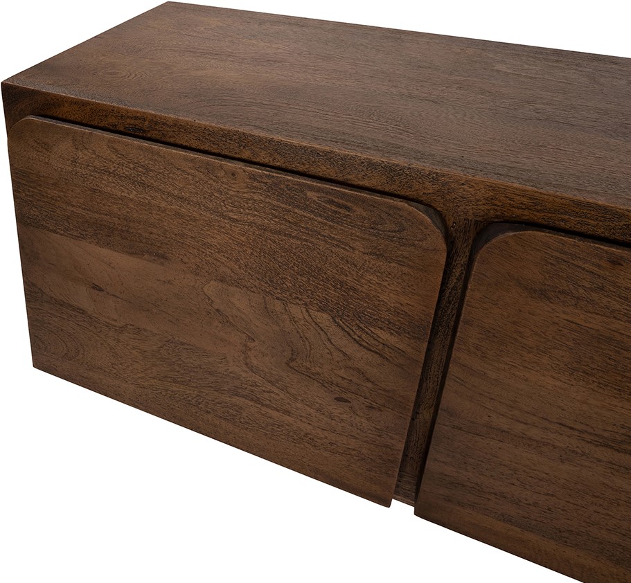 TV-dressoir 150 met 2 deuren en 2 lades, mango donkerbruin - Afbeelding 3