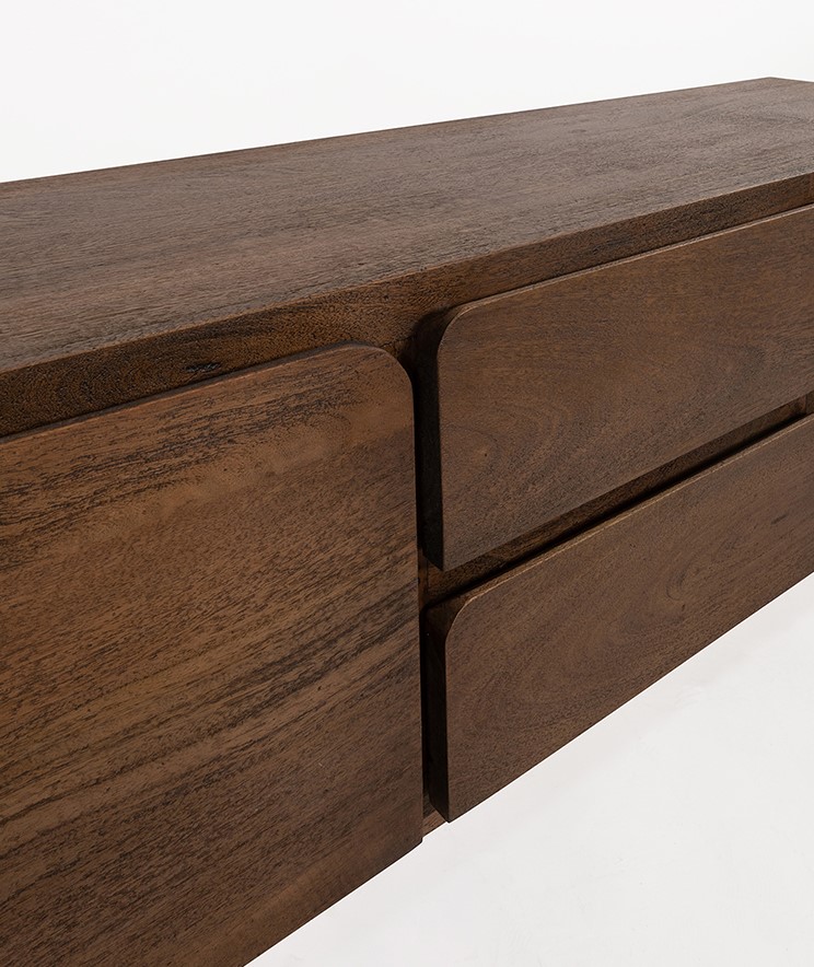 TV-dressoir 150 met 2 deuren en 2 lades, mango donkerbruin - Afbeelding 4