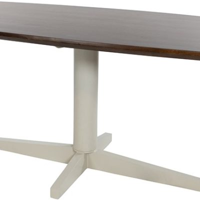 Eetkamertafel 190, Deens ovaal, poot beige, Mango bruin walnoot