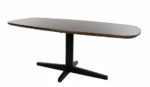 Eetkamertafel 160, Deens ovaal, poot zwart, mango bruin, walnoot