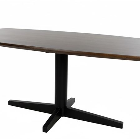 Eetkamertafel 160, Deens ovaal, poot zwart, mango bruin, walnoot