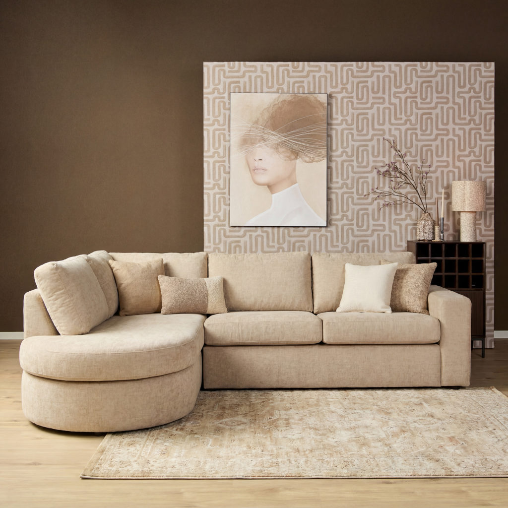 MySofa Alma hoekbank beige, divan links + 2,5-zits