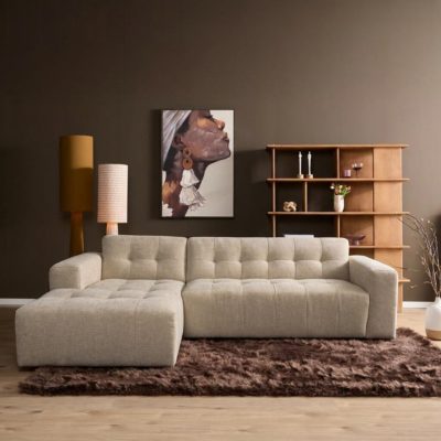 MySofa Ruby hoekbank beige lounge L + 2,5-zits arm rechts