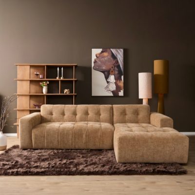 MySofa Ruby Hoekbank Camel 2,5 zits AL + Lounge rechts