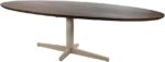 Eetkamertafel 240, ovaal, poot beige, mango bruin walnoot