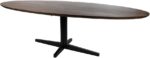 Eetkamertafel 190, ovaal, poot zwart, mango bruin walnoot