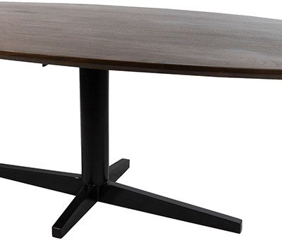 Eetkamertafel 190, ovaal, poot zwart, mango bruin walnoot