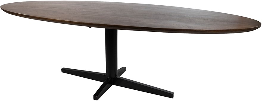 Eettafel 220, ovaal, poot zwart, mango bruin walnoot