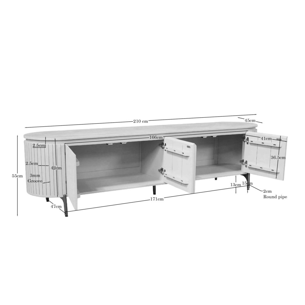 Tv-meubel Solana zand mangohout 210 cm - Afbeelding 6