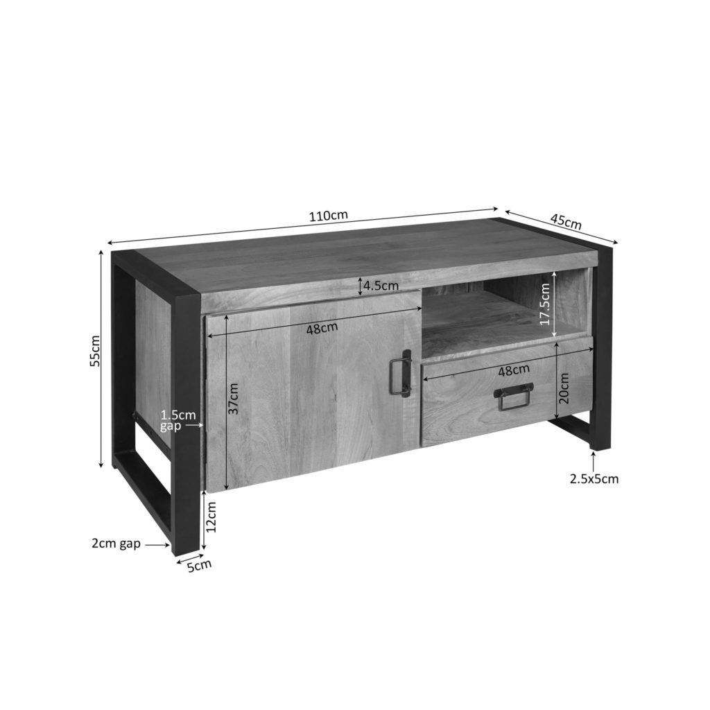 Tv-meubel Britt | 110 cm | met deur en open vak - Afbeelding 6