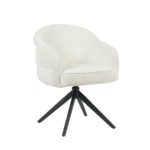 Eetkamerstoel Bella | Offwhite | Zwarte poot | Met armleuning