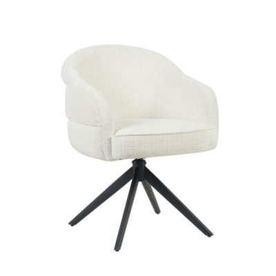 Eetkamerstoel Bella | Offwhite | Zwarte poot | Met armleuning